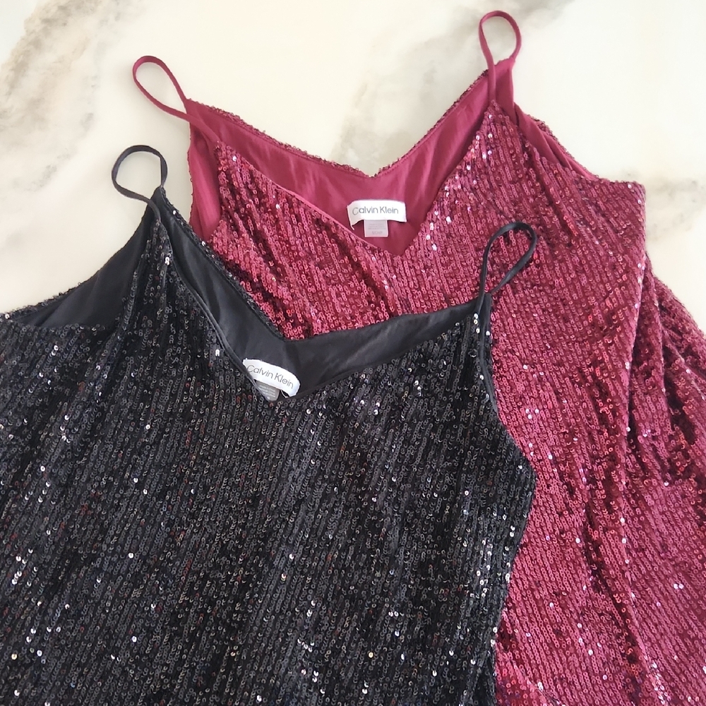 BOGO! Calvin Klein Sequin Camisoles - Black and Pink
